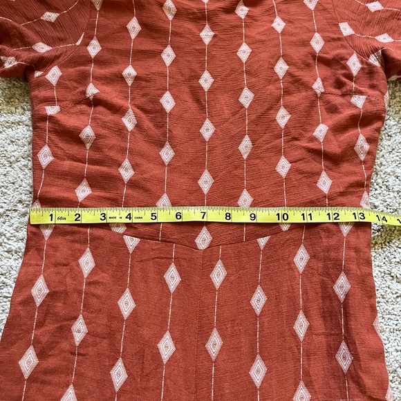 Blue Blush Women’s Size Medium Rust Cropped Jumpsuit Short Sleeve Bohemian - Picture 5 of 10